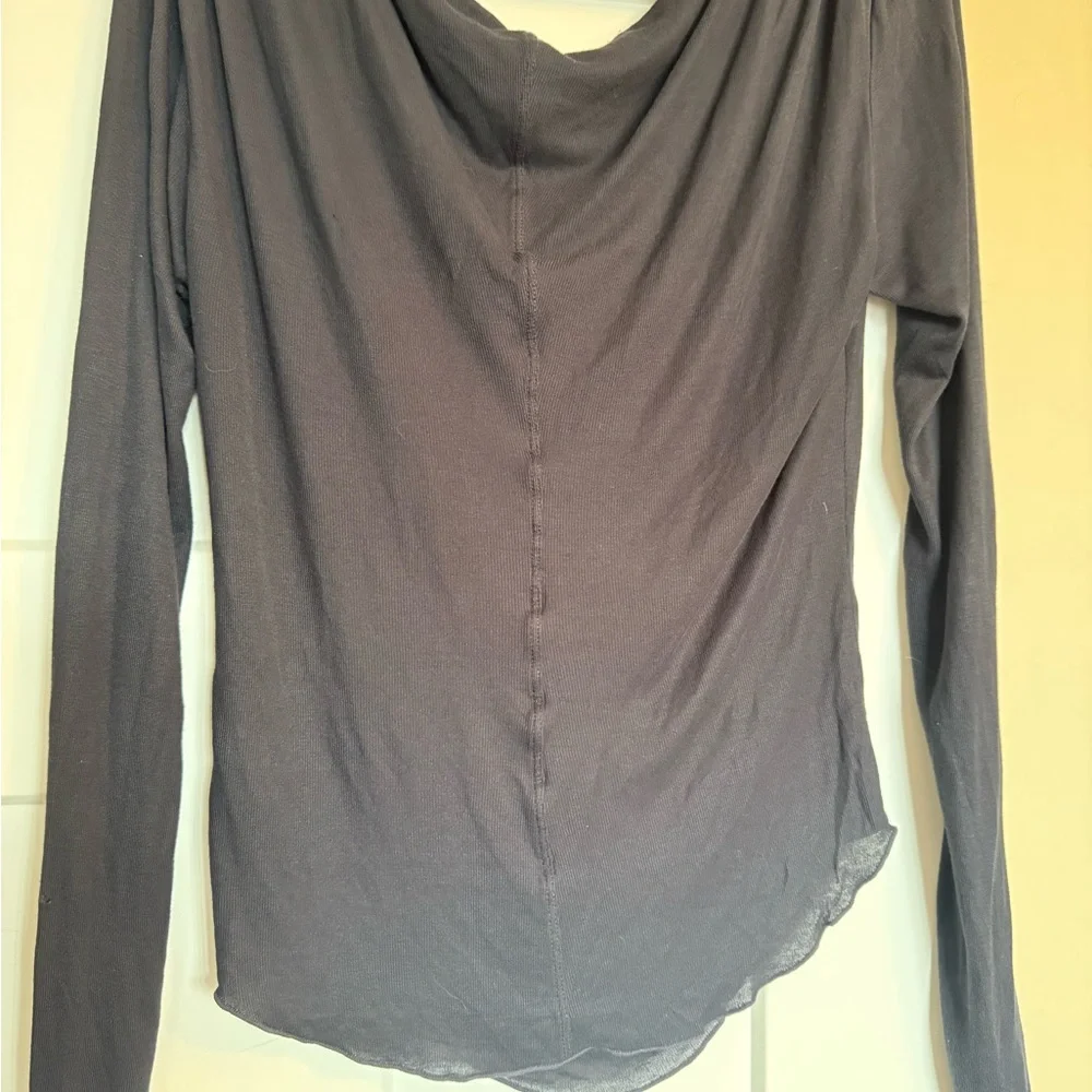 Free People Intimately Black Ruched Boatneck Long Sleeve Top — Size L - Picture 5 of 5